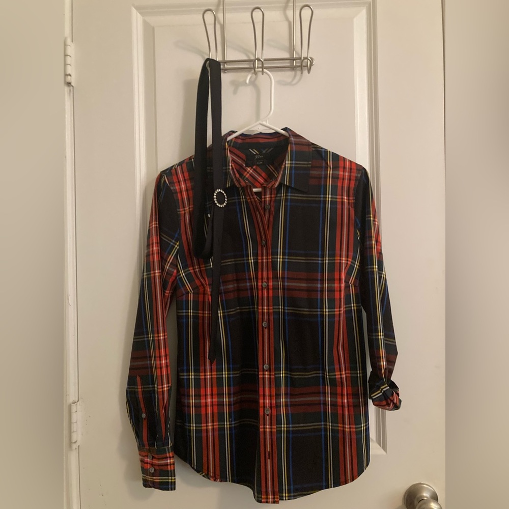 Women’s J. Crew flannel and silk belt set size 4